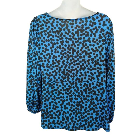 Ava & Viv Womens Plus Size 4X Blue Black Polka Dot Long Sleeve Blouse Bow Detail - Picture 7 of 9